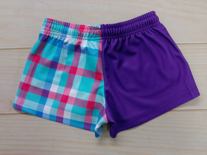 Purple & Plaid Footy Shorts